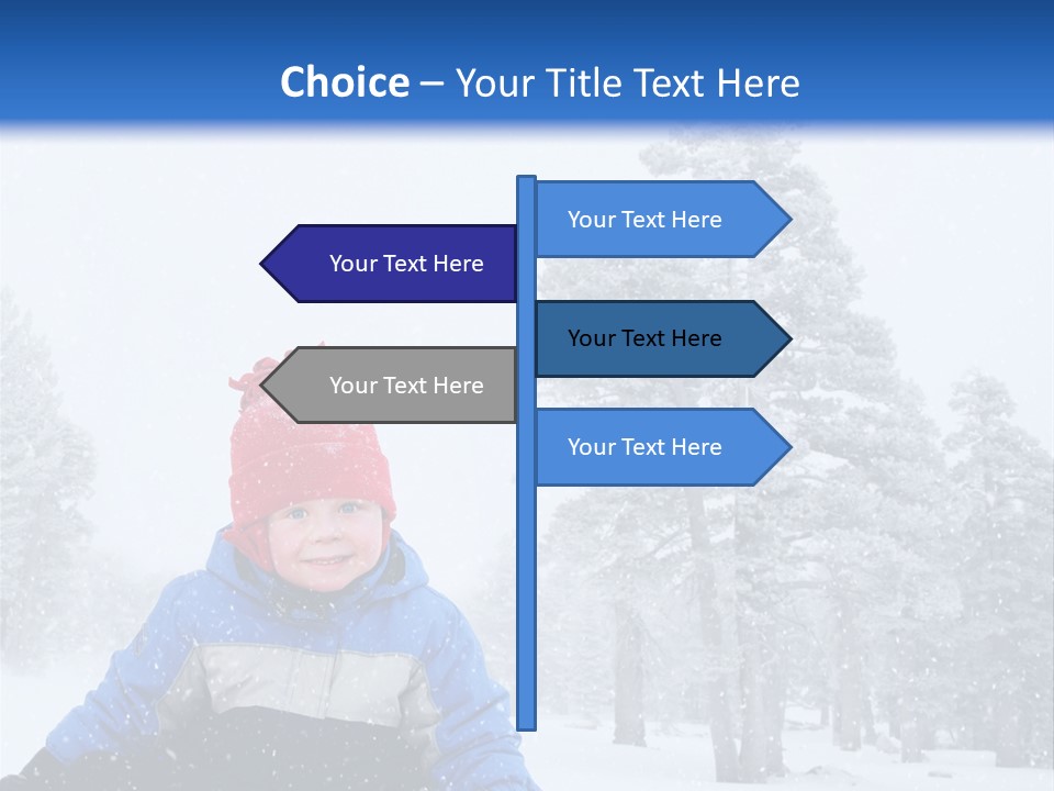 A Child Sledding Down A Hill In The Snow PowerPoint Template