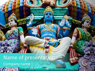 Statues On A Hindu Temple, Singapore PowerPoint Template