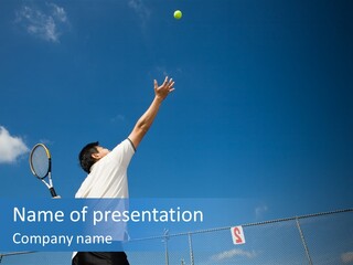 A Sporty Young Asian Male Playing Tennis PowerPoint Template