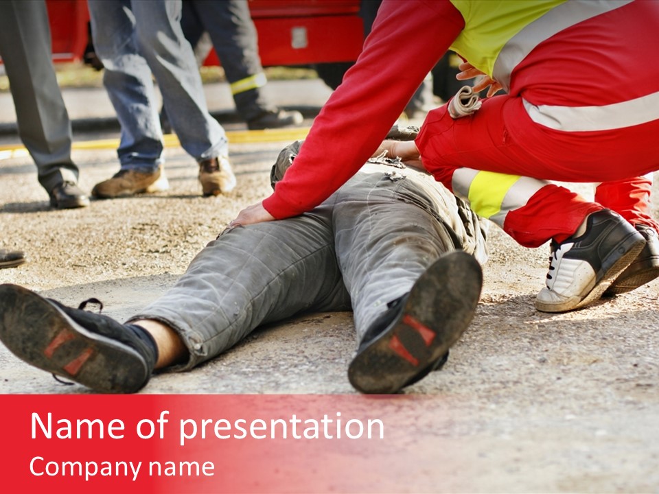 Dead Man On The Ground And Paramedic PowerPoint Template