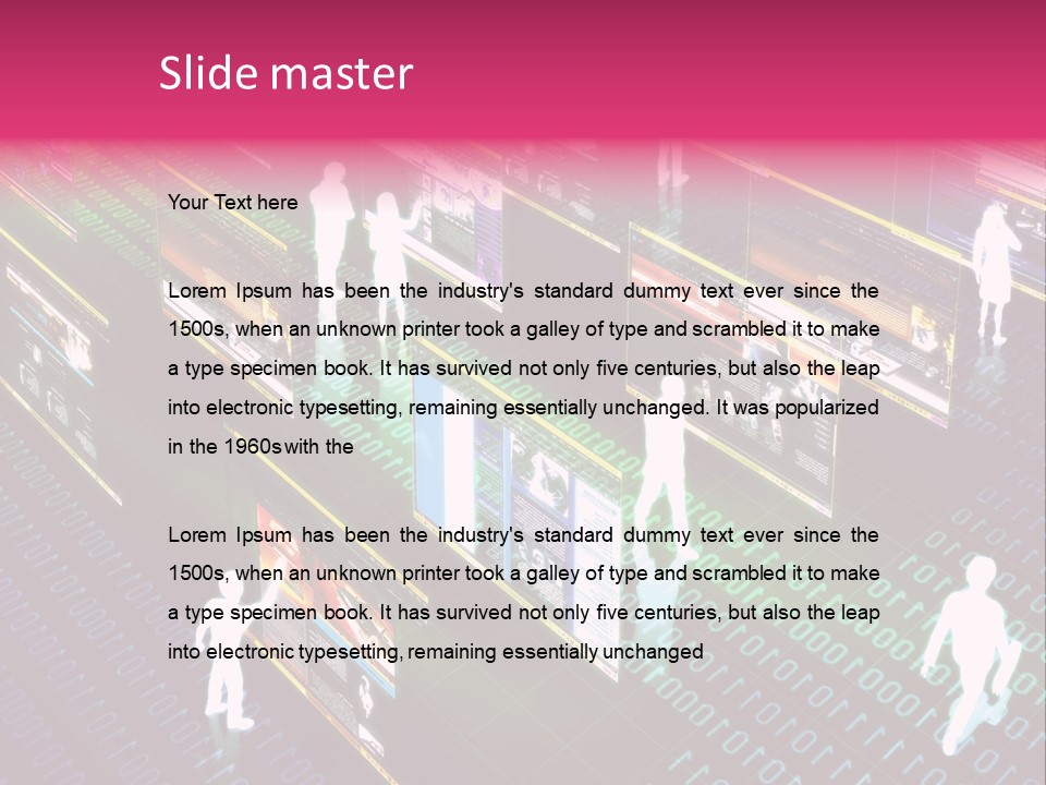 Virtual Life Illustrated With People Doing Activity In Futuristic Virtual World. PowerPoint Template
