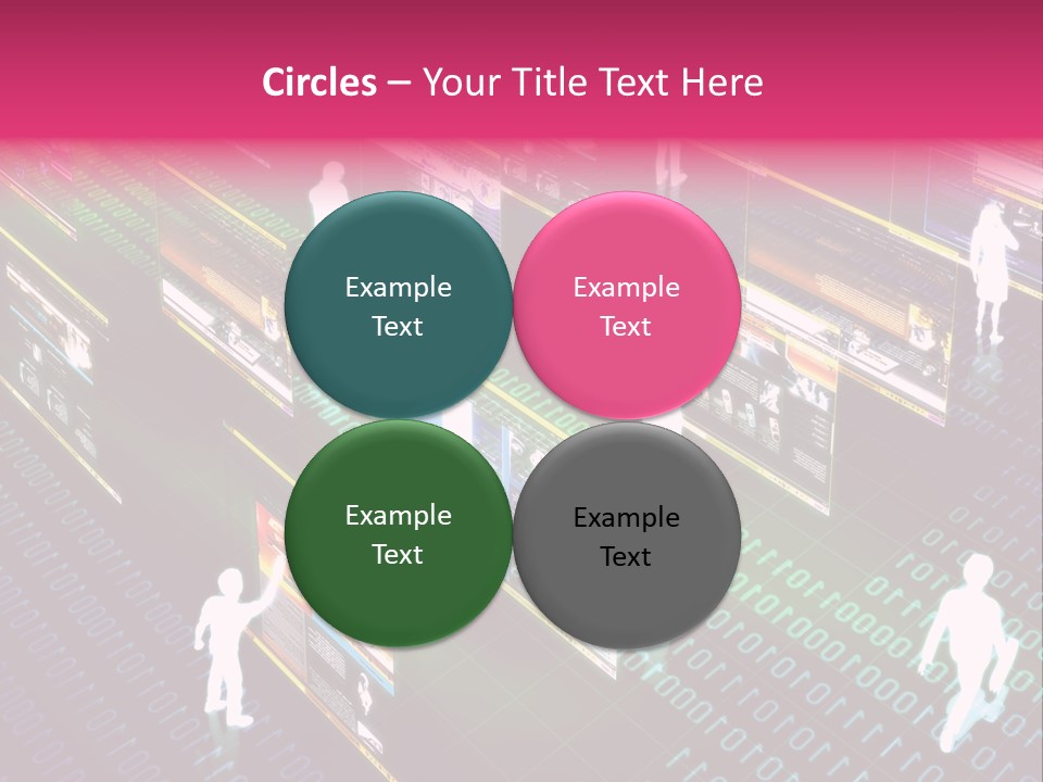 Virtual Life Illustrated With People Doing Activity In Futuristic Virtual World. PowerPoint Template