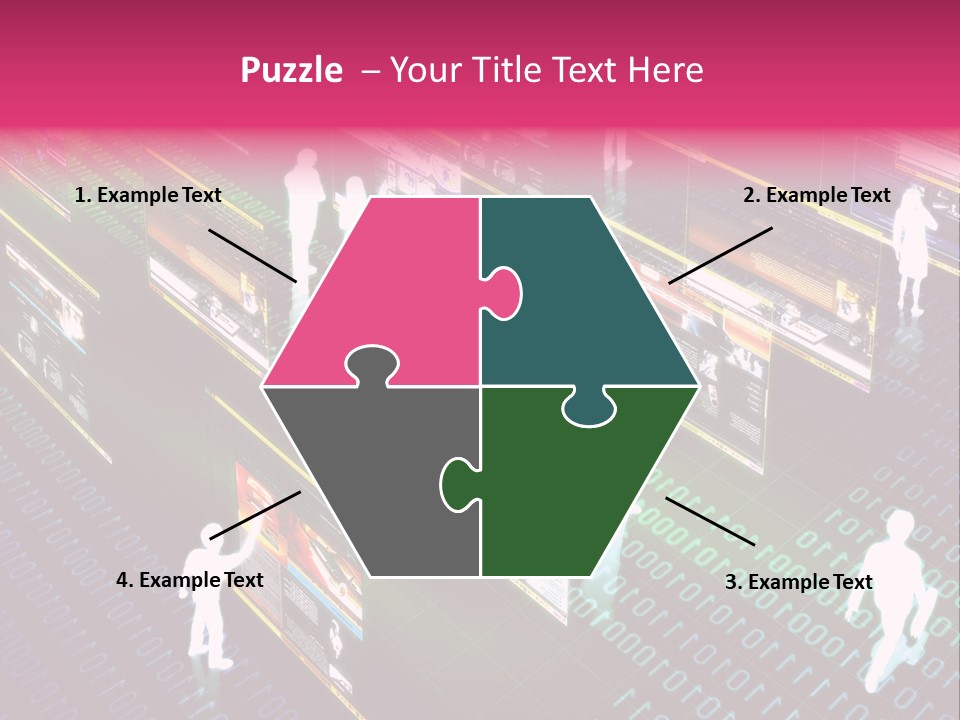 Virtual Life Illustrated With People Doing Activity In Futuristic Virtual World. PowerPoint Template