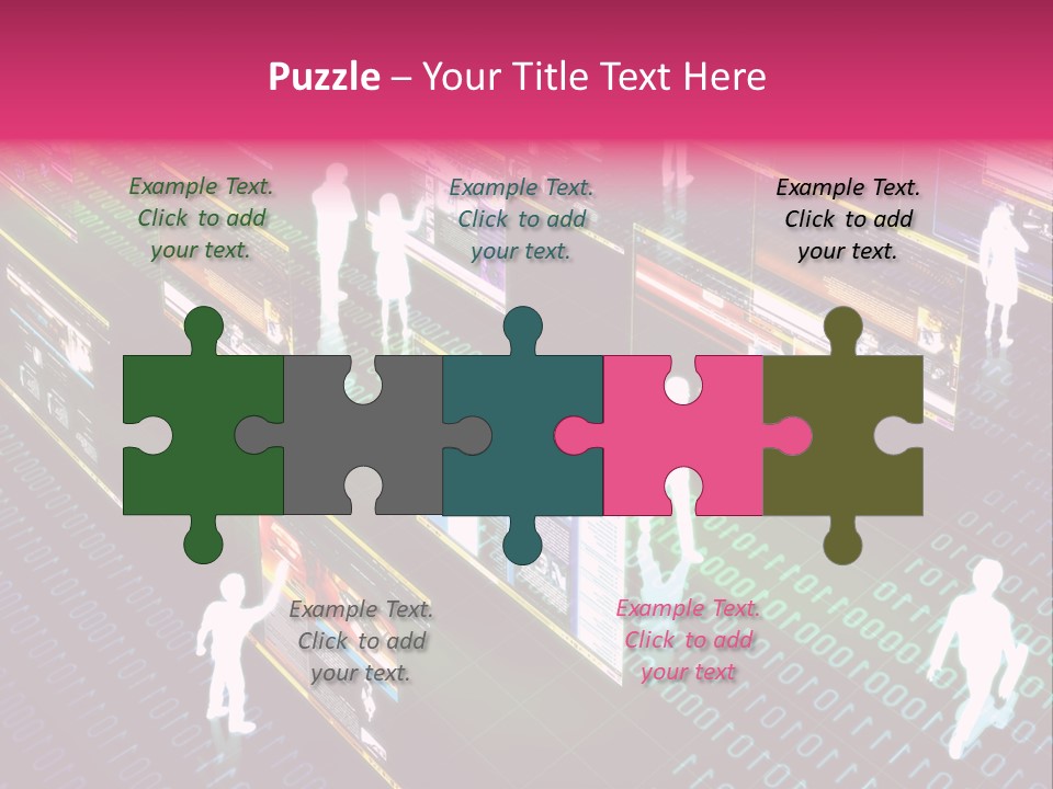 Virtual Life Illustrated With People Doing Activity In Futuristic Virtual World. PowerPoint Template