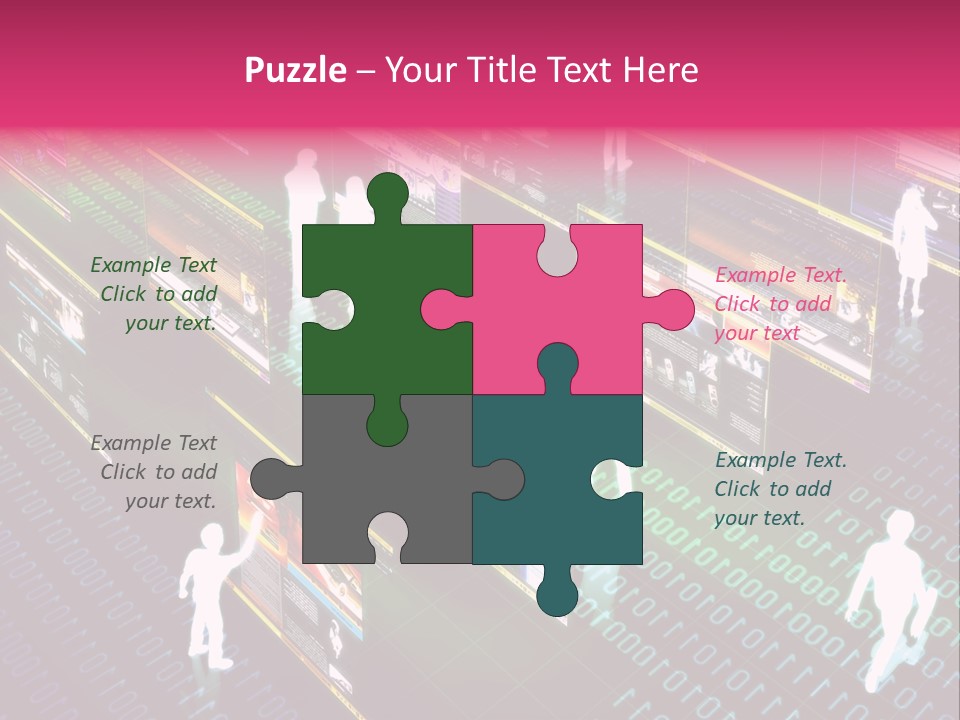 Virtual Life Illustrated With People Doing Activity In Futuristic Virtual World. PowerPoint Template