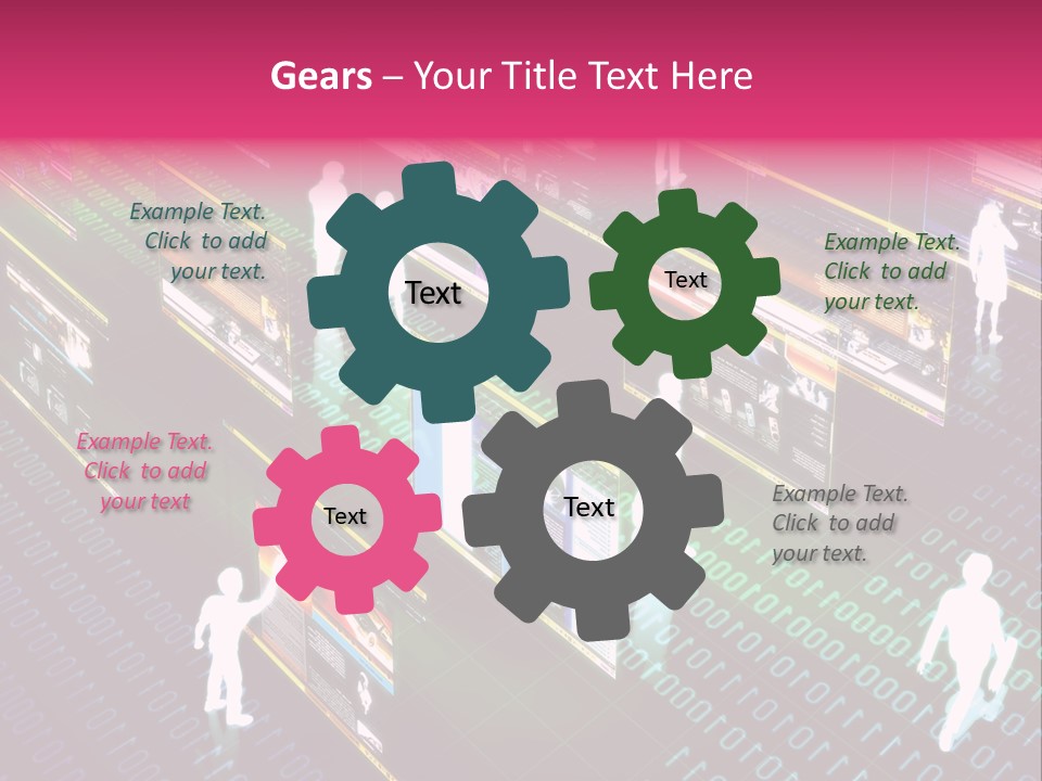 Virtual Life Illustrated With People Doing Activity In Futuristic Virtual World. PowerPoint Template