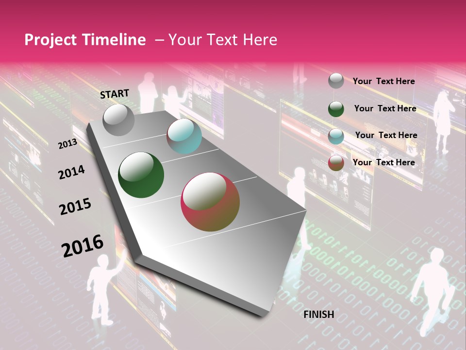 Virtual Life Illustrated With People Doing Activity In Futuristic Virtual World. PowerPoint Template