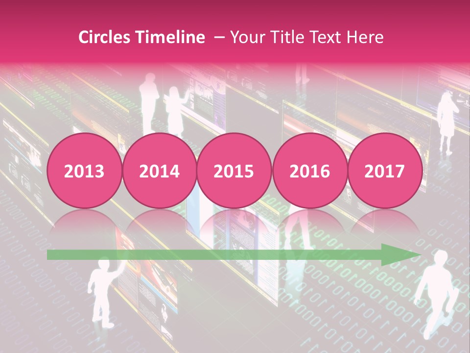 Virtual Life Illustrated With People Doing Activity In Futuristic Virtual World. PowerPoint Template