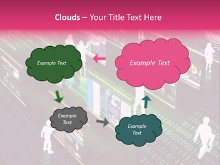 Virtual Life Illustrated With People Doing Activity In Futuristic Virtual World. PowerPoint Template