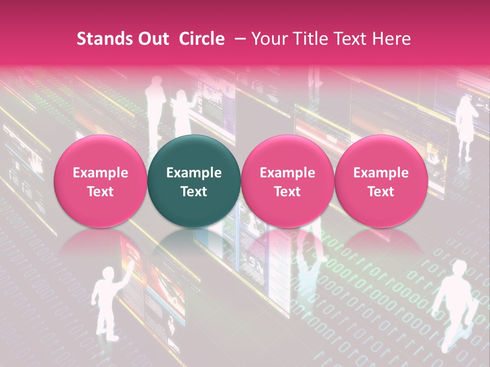Virtual Life Illustrated With People Doing Activity In Futuristic Virtual World. PowerPoint Template