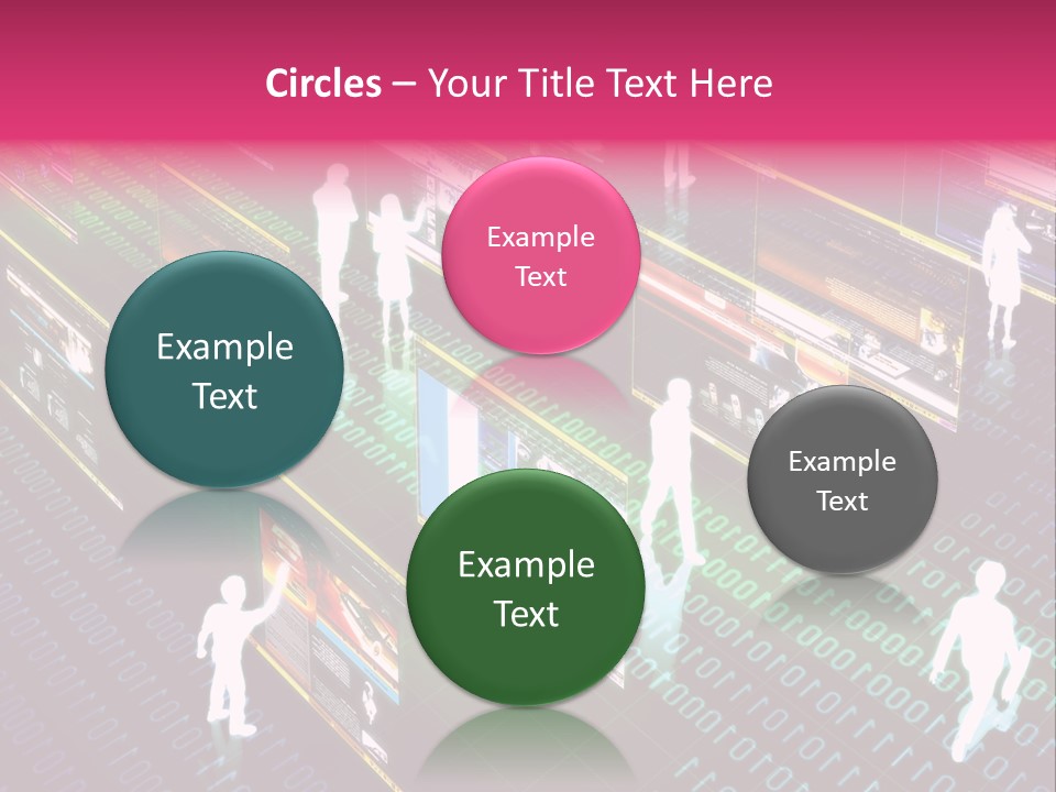 Virtual Life Illustrated With People Doing Activity In Futuristic Virtual World. PowerPoint Template