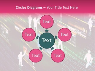 Virtual Life Illustrated With People Doing Activity In Futuristic Virtual World. PowerPoint Template