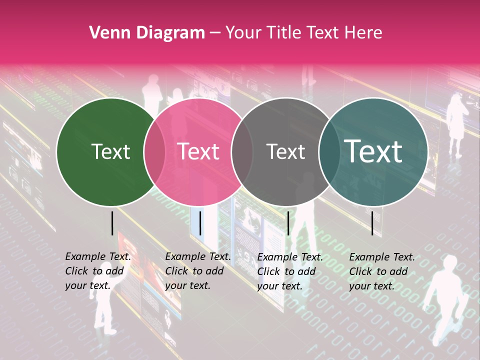 Virtual Life Illustrated With People Doing Activity In Futuristic Virtual World. PowerPoint Template