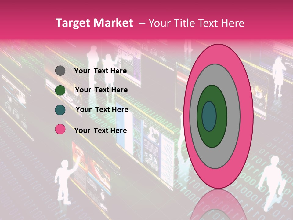 Virtual Life Illustrated With People Doing Activity In Futuristic Virtual World. PowerPoint Template