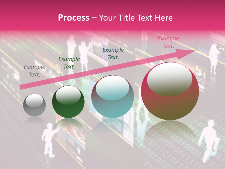 Virtual Life Illustrated With People Doing Activity In Futuristic Virtual World. PowerPoint Template