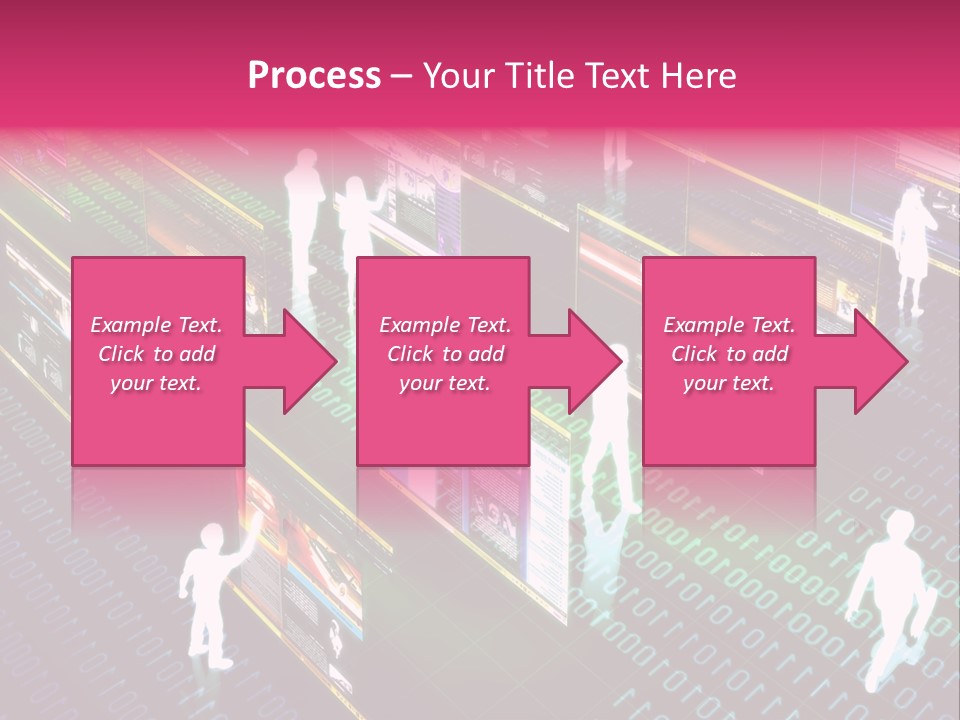 Virtual Life Illustrated With People Doing Activity In Futuristic Virtual World. PowerPoint Template