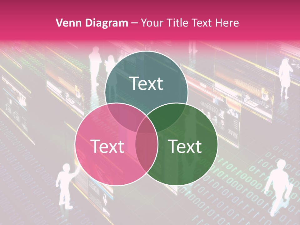 Virtual Life Illustrated With People Doing Activity In Futuristic Virtual World. PowerPoint Template