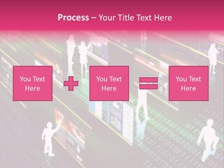 Virtual Life Illustrated With People Doing Activity In Futuristic Virtual World. PowerPoint Template