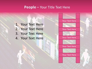Virtual Life Illustrated With People Doing Activity In Futuristic Virtual World. PowerPoint Template