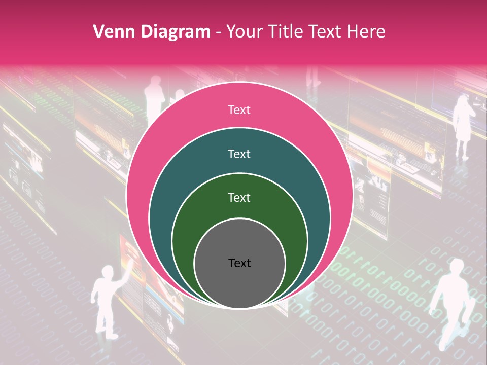 Virtual Life Illustrated With People Doing Activity In Futuristic Virtual World. PowerPoint Template
