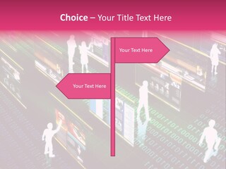 Virtual Life Illustrated With People Doing Activity In Futuristic Virtual World. PowerPoint Template
