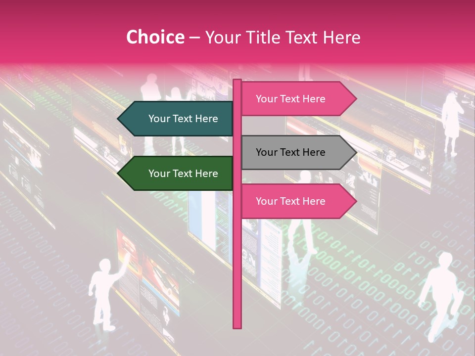 Virtual Life Illustrated With People Doing Activity In Futuristic Virtual World. PowerPoint Template