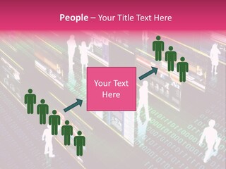 Virtual Life Illustrated With People Doing Activity In Futuristic Virtual World. PowerPoint Template