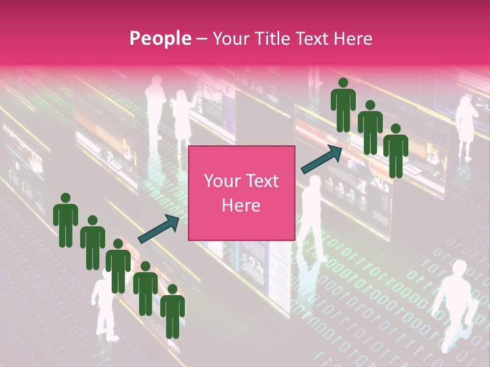 Virtual Life Illustrated With People Doing Activity In Futuristic Virtual World. PowerPoint Template
