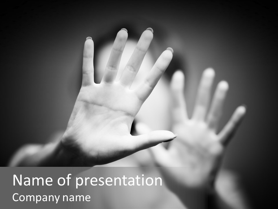 Woman Hands. Shallow Dof. Black And White Concept. PowerPoint Template