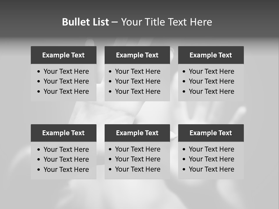 Woman Hands. Shallow Dof. Black And White Concept. PowerPoint Template