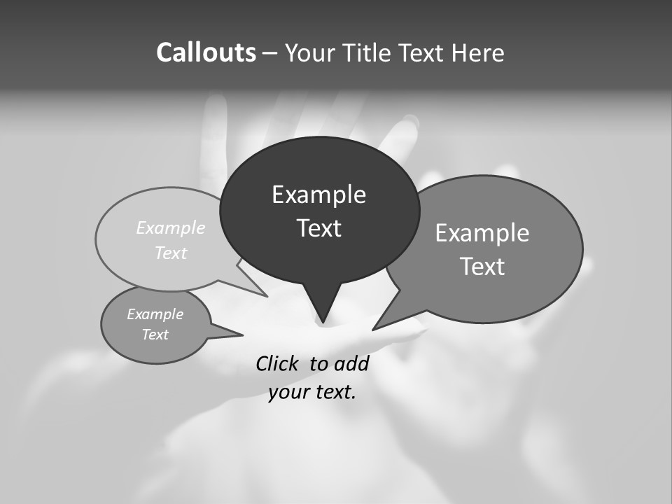 Woman Hands. Shallow Dof. Black And White Concept. PowerPoint Template