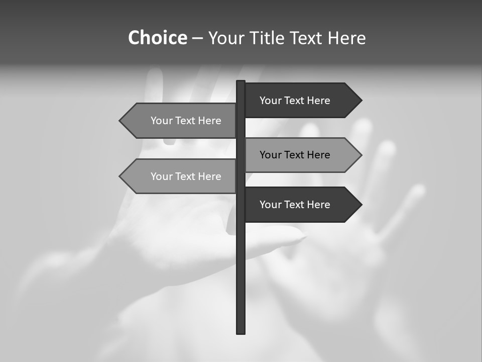 Woman Hands. Shallow Dof. Black And White Concept. PowerPoint Template