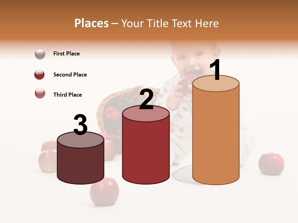 Little Baby With Apples On A White Background PowerPoint Template