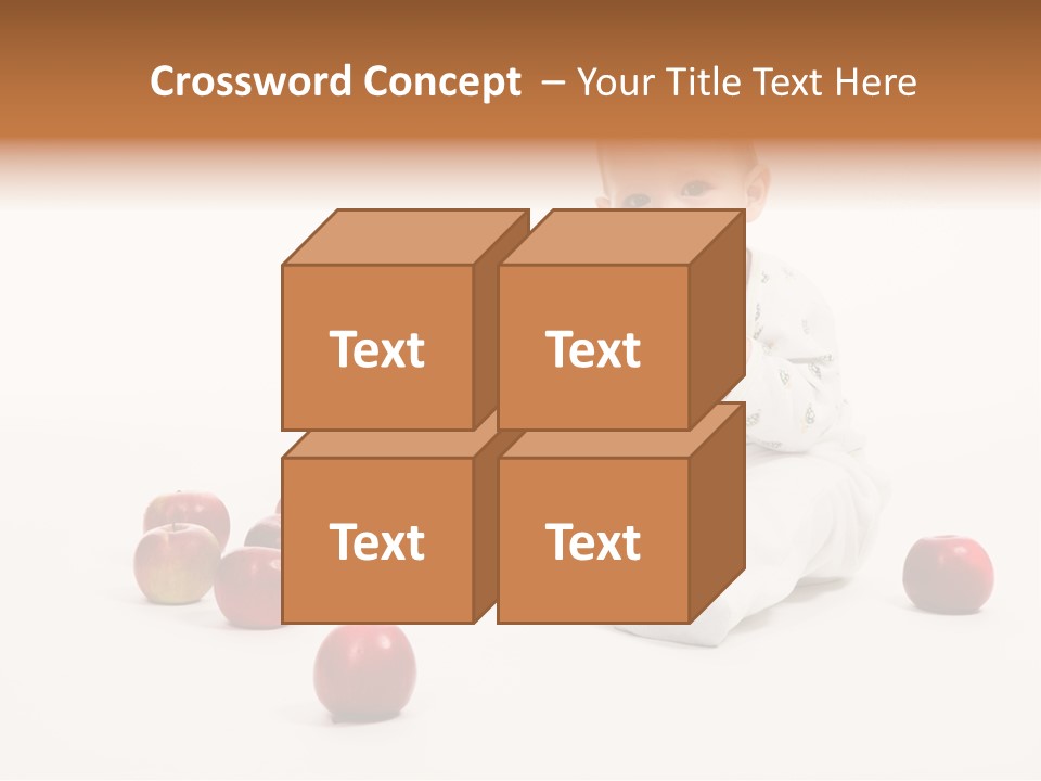 Little Baby With Apples On A White Background PowerPoint Template