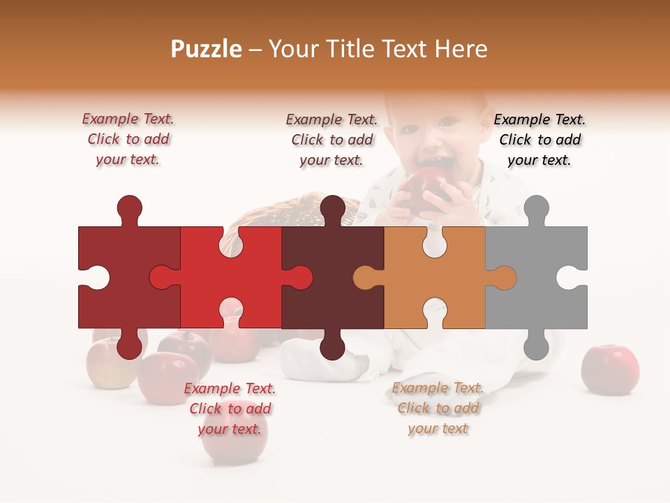 Little Baby With Apples On A White Background PowerPoint Template