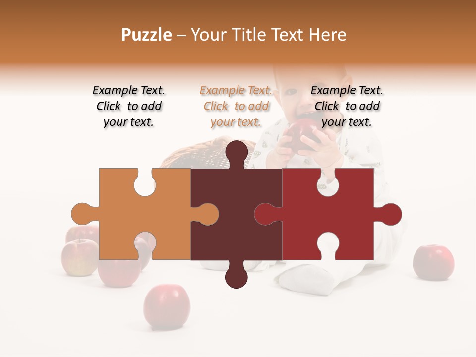 Little Baby With Apples On A White Background PowerPoint Template