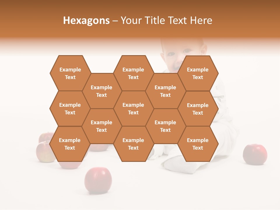 Little Baby With Apples On A White Background PowerPoint Template