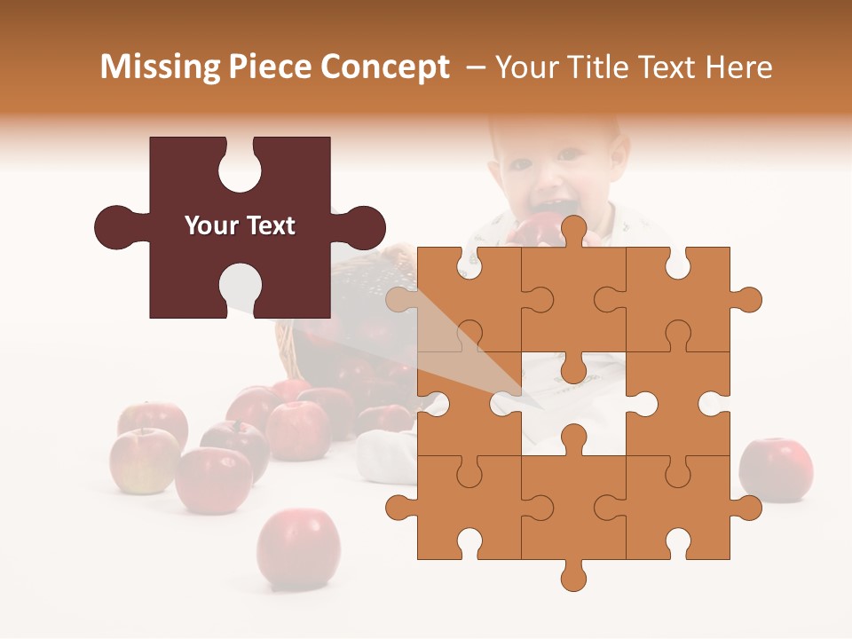 Little Baby With Apples On A White Background PowerPoint Template