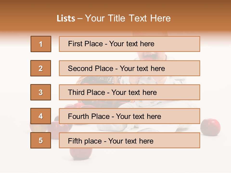 Little Baby With Apples On A White Background PowerPoint Template