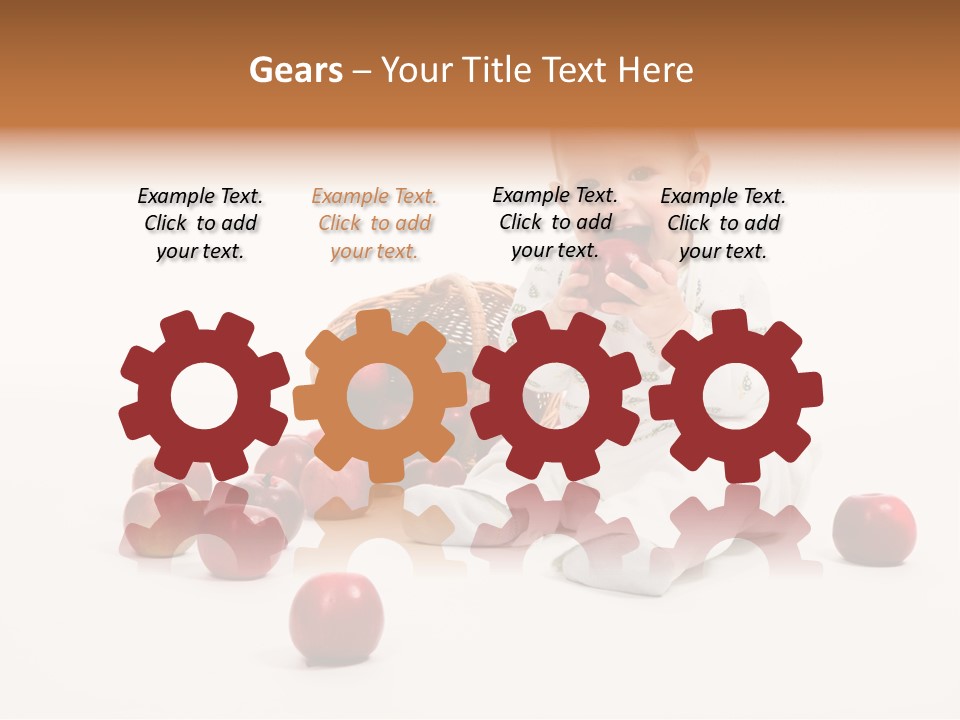 Little Baby With Apples On A White Background PowerPoint Template