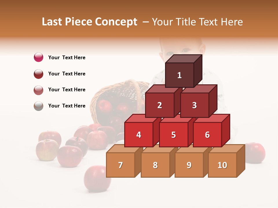 Little Baby With Apples On A White Background PowerPoint Template