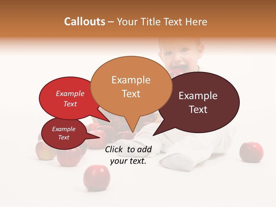 Little Baby With Apples On A White Background PowerPoint Template