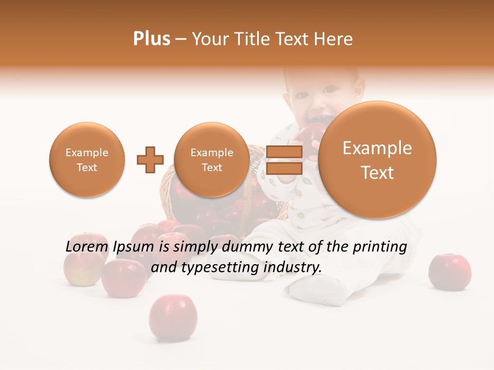 Little Baby With Apples On A White Background PowerPoint Template