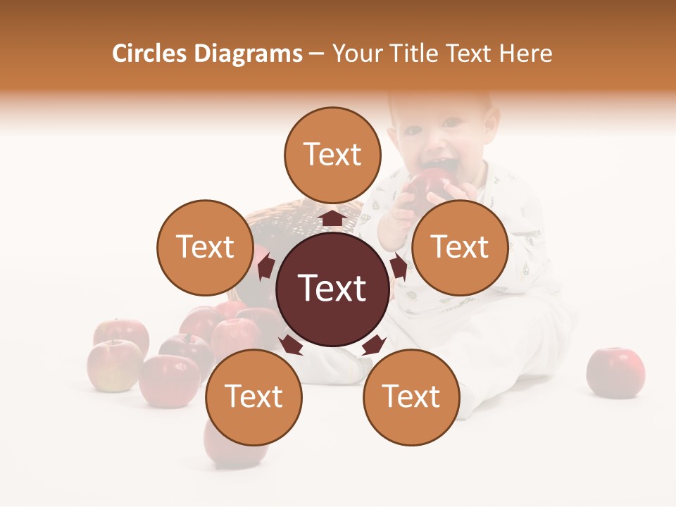 Little Baby With Apples On A White Background PowerPoint Template