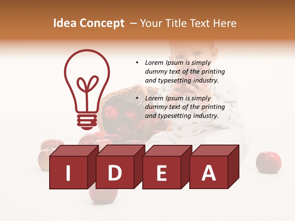 Little Baby With Apples On A White Background PowerPoint Template