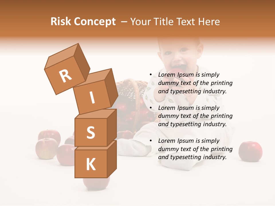 Little Baby With Apples On A White Background PowerPoint Template