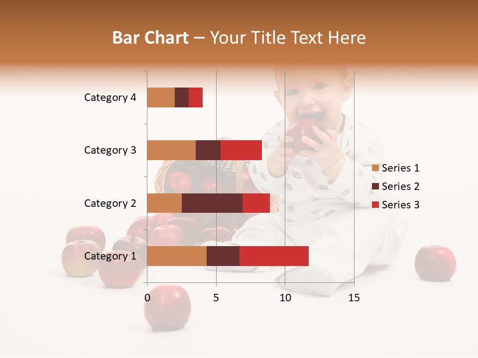 Little Baby With Apples On A White Background PowerPoint Template