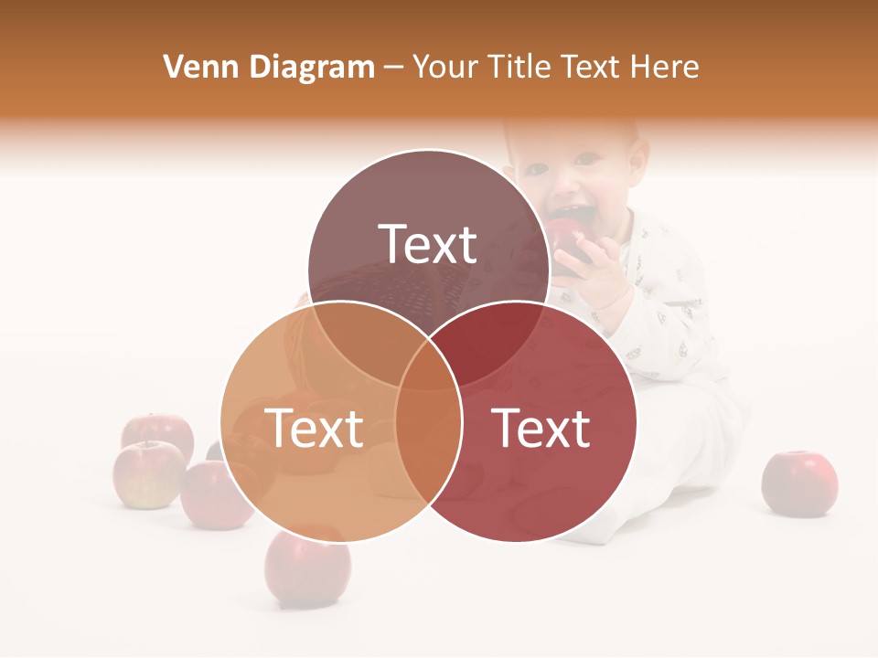 Little Baby With Apples On A White Background PowerPoint Template