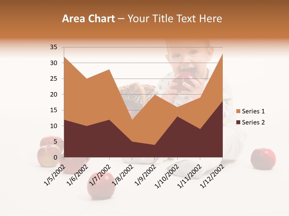 Little Baby With Apples On A White Background PowerPoint Template