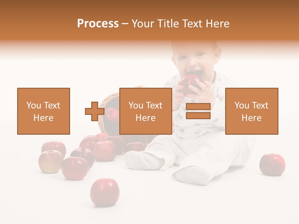 Little Baby With Apples On A White Background PowerPoint Template